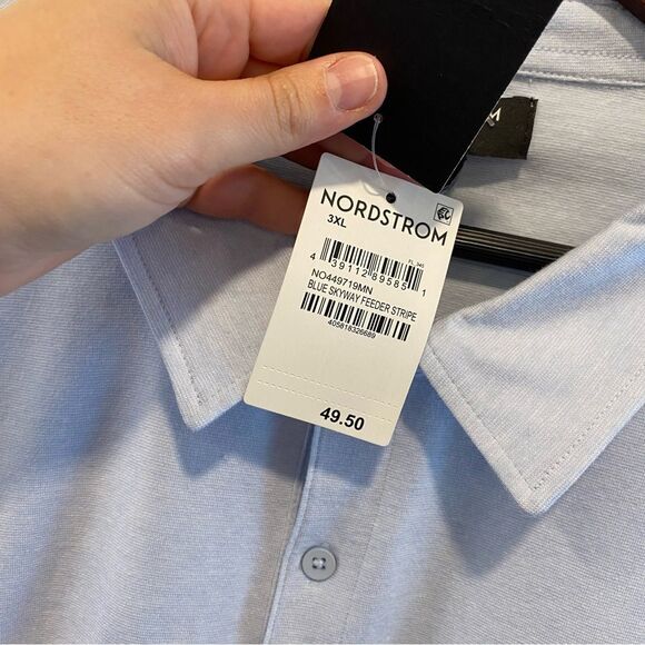 Nordstrom tech smart xxxl polo blue skinny feeder stripe new with tag nwt - Picture 6 of 12